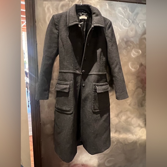 Vintage Prada Dark Grey Wool Pea Coat Sz IT42